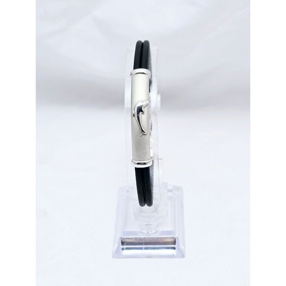 Unique 14K Solid White Gold Matte & Polished Finish Rubber Bracelet - 8" Length - Picture 7 of 16